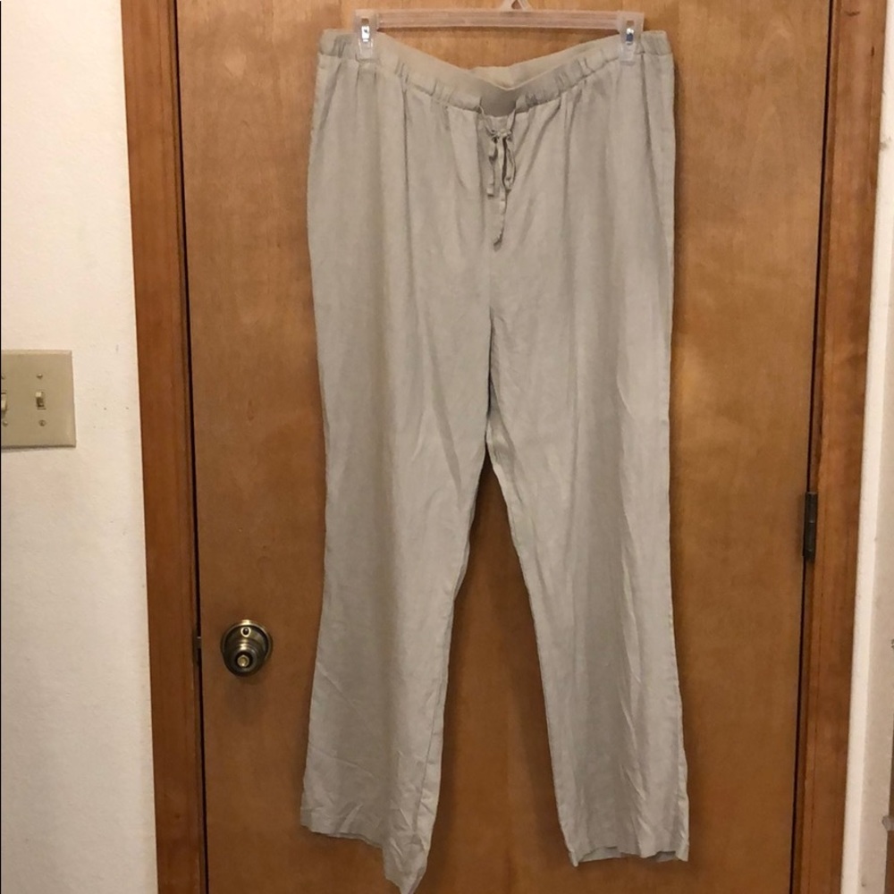 Company Ellen Tracy Linen Pants XL Sandstone
